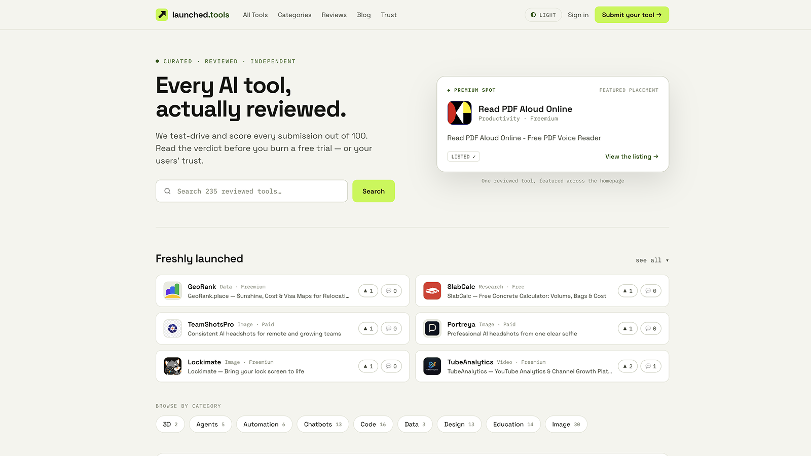 Launched Tools screenshot